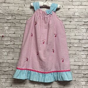 Emily Rose Unicorn Sundress Dress Size 5 Seersucker Girls Pink Blue